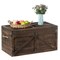 Brown Large Wooden Lockable Trunk Rustic Farmhouse Style Storage Chest 31.5"